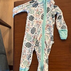 Playful Bunny Print Kids Footie Pajama